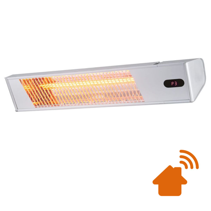 Sined Warm Ira Inox 2000 Wifi Calentador Infrarrojo Exterior 2000w Regulable Gris Calefactor De Onda Corta Ira y Mando a Distancia Diseno Elegante Rejilla Protectora y Pantalla Led - Imagen 3