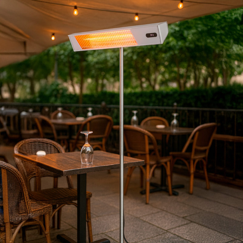 Sined Caldo Ira Inox Palo Calefactor Infrarrojo De Exterior Con Kit Completo De Poste 2000w Gris Ira Calefactor Electrico De Onda Corta Para Exteriores y Mando a Distancia Con Rejilla De Protección y - Imagen 4
