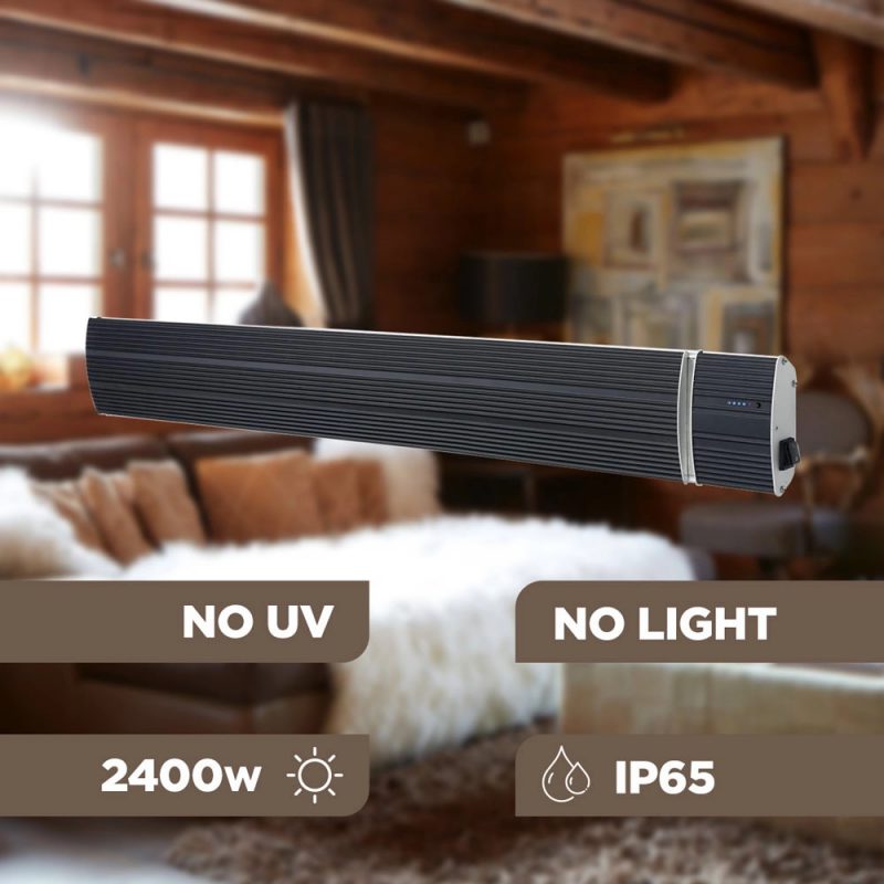 Sined Heat Negro 2400 Wifi Infrarrojo Calentador De Pared 2400w Negro Ondas Largas Sin Emisión De Luz Apto Para Exterior Con Mando a Distancia Recubrimiento Cerámico Protección Ip 65 - Imagen 7