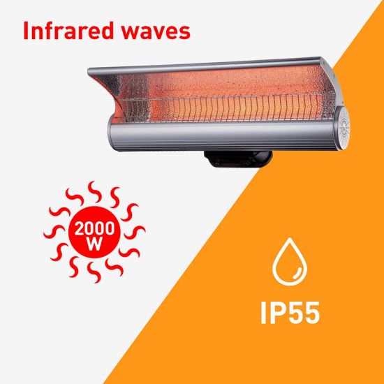Sined Stufa Infrarossi Parete 2000 Calentador De Párpados Reflectante De Pared Con Potencia De Control Remoto 2000w Gris - Imagen 10